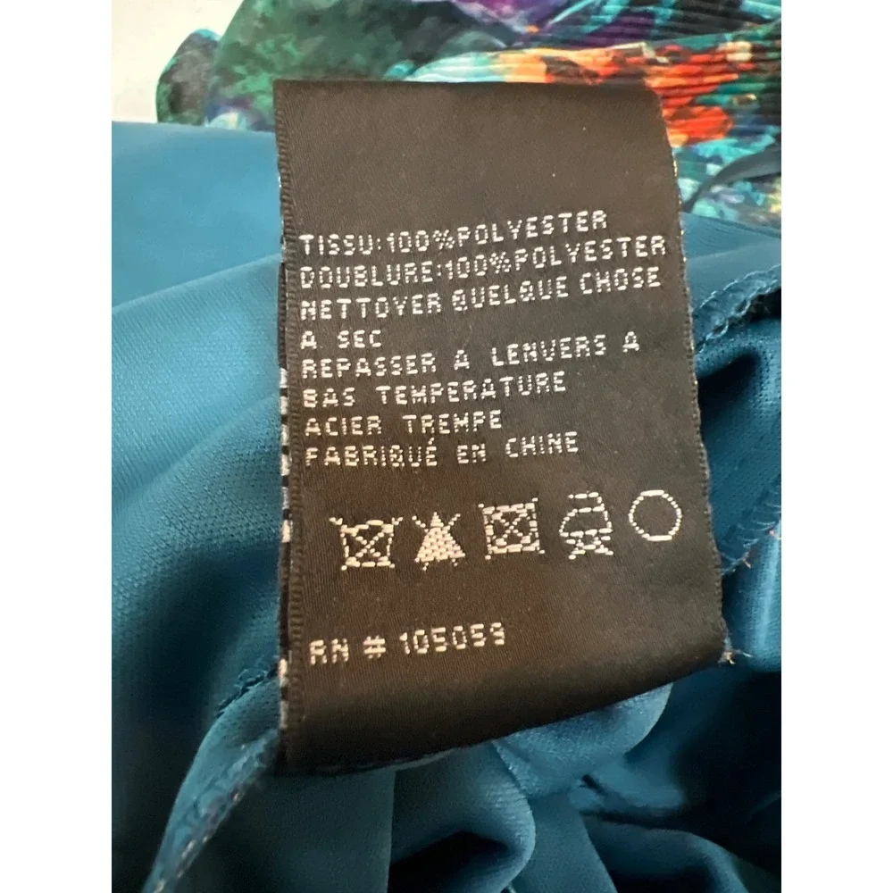 XSCAPE Floral Maxi Dress Women 6 Teal Purple Ruffle Strapless Tropical Gown - Picture 10 of 12